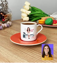 Kişiye Özel Karikatürlü Hemşire Türk Kahvesi Fincanı Kadın Hemşireye Tıp Bayramı Hediyesi (Turuncu)