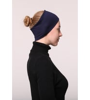 Kadın Penye Dikişsiz Tesettür Bandana Bone Spor Saç Bandı (Lacivert)