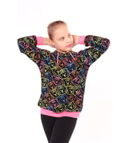 Toontoy Kız Çocuk Komple Baskılı Sweatshirt (Siyah)