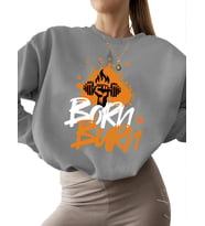 3 iplik şardonlu bisiklet yaka unisex Yanmak i·çin doğmuş Baskılı erkek kalın kadın Bej Sweatshirt (Gri)