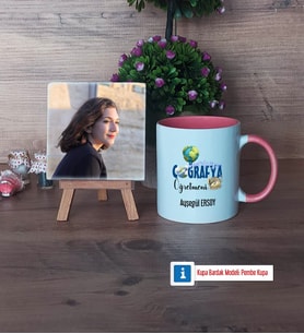 Coğrafya Öğretmeni Fotoğraflı Dekoratif Taş, Kupa Bardak Beyaz Hediye Öğretmenler Günü Hediyesi (Model 6)