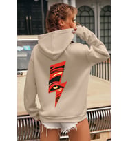 Unisex Yıldırım Baskılı Sweatshirt (Bej)