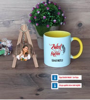Zabıt Katibi Kupa Bardak Beyaz ve Fotoğraflı Ahşap Anahtarlık Hediye (Model 7)