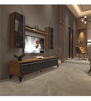 Decoraktiv Eko 7 Mdf Std Silver Tv Ünitesi Tv Sehpası (Pera-Siyah Mermer)