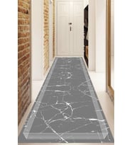 Dijital Baskılı Kaymaz Taban Yıkanabilir Modern Yolluk Ve Koridor Halısı NDU-SD-1089 (Gri)
