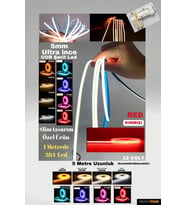 Ultra İnce 5mm. kalınlık COB Şerit Led Neon Gibi Yanar.  1 Metrede 384 led (Kırmızı)