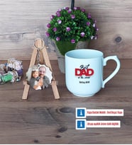 Babaya Hediye Kupa Bardak Beyaz ve Fotoğraflı Ahşap Anahtarlık Hediye Babaya Doğum Günü Hediyesi (Model 5)