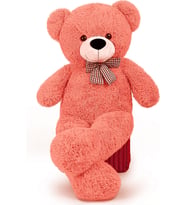 90 cm Papyonlu Peluş Ayıcık - Premium Pelüş Ayı (Nar Çiçeği)