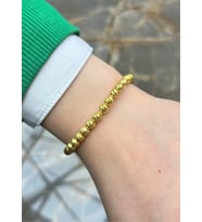 Full Dorika Boncuklu Gümüş Kazaziye Tasarımlı Bileklik : Karışık - 21 cm : Altın - 19 cm (Altın)