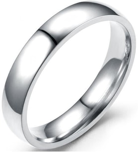 Unisex 4mm İnce Bombeli Erkek Kadın Çelik Alyans Yüzük (Beyaz) cl18