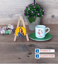 Unicorn Türk Kahvesi Fincanı Ahşap Altlıklı ve Fotoğraflı Ahşap Anahtarlık Hediye (Model 9)