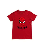 Spiderman baskılı örümcek adam pamuklu penye kumaş yazlık çocuk tişört (Kırmızı)
