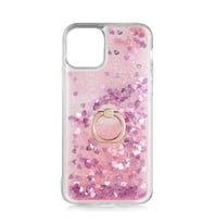 Apple iPhone 11 Pro Max Kılıf Zore Milce Simli Pullu Yüzüklü Kılıf (Pembe)