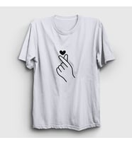 Presmono Unisex Sarı Finger Heart Bts T-Shirt 266183tt (Beyaz)