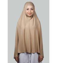Hazır Türban Peçeli Pratik Eşarp Tesettür Nikaplı Hijab - Namaz Örtüsü Sufle (5XL) (Koyu Bej)