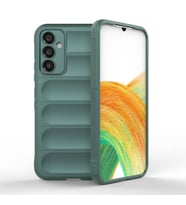 Galaxy A34 Kılıf Esnek TPU Oyuklu Arka Yüzey Tasarımlı Etnik Silikon Kılıf (Koyu Yeşil)