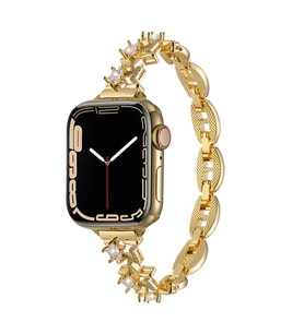 Apple Watch 40mm Kordon Metal Yıldız Taşlı Kolay Kısaltılabilen Band 104 (Gold)