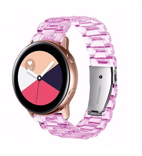 Samsung Galaxy Watch Gear S2 Kordon 20mm Şeffaf Baklalı Kordon (Pembe)