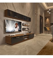 Decoraktiv Eko 5B Mdf Dvd Tv Ünitesi Tv Sehpası - Parlak Beyaz (Siyah - Ceviz)