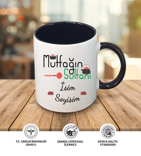 Anne Temalı Kişiye Özel İsim ve Fotoğraf Baskılı Kupa Bardak No:006 (Siyah)