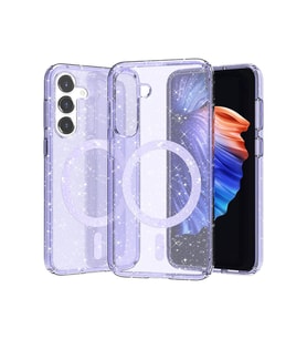 Galaxy S23 FE Kılıf Magsafe Şarj Özellikli Parlayan Simli Saydam Renkli Allstar Kılıf (Mor)