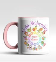Kişiye Özel Gıda Mühendisi Tasarımlı Siyah Kupa (Beyaz-Pembe)