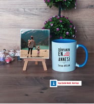 Anneler Günü Hediyesi Fotoğraflı Dekoratif Taş, Kupa Bardak Beyaz Hediye (Model 4)