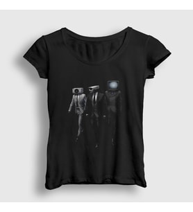 Presmono Kadın Beyaz Alliance Skibidi Toilet T-Shirt 479081tt (Siyah)