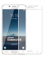 Galaxy C8 Ekranı Tam Kaplayan Düz Cam Koruyucu (Beyaz)