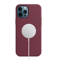Rosstech iPhone 12 Pro Max Magsafe Lansman Silikon Kılıf + Tam Kaplayan 5D Ekran Koruyucu (Bordo)