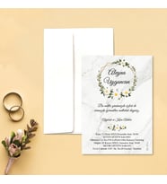 Davetiye Zarf ve Baskı Dahil (Beyaz yada Kraft Zarflı) - Düğün, Nişan, Nikah, Kına Davetiyesi (Beyaz)