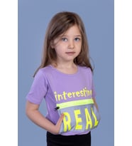 Toontoy Kız Çocuk Crop Model Cebi Reflektör Detaylı Baskılı Tişört (Lila)