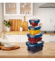 4'lü Master Dikdörtgen Saklama Kabı (550 ml - 1000 ml - 1800 ml - 3000 ml) (Mavi)