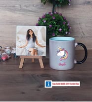 Unicorn Fotoğraflı Dekoratif Taş, Kupa Bardak Beyaz Hediye (Model 9)