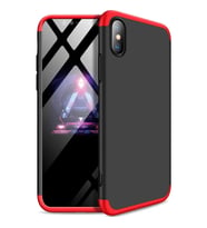 Apple iPhone X Max / XS Max GKK Kılıf 360 Derece Tam Koruma (Kırmızı-Siyah)