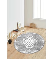 Dijital Baskılı Kaymaz Taban Yıkanabilir Yuvarlak Salon Halısı Koridor Halısı Paspas NDY-SD-1086 (Beyaz)