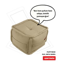 XPERMATE PuffyMod Dekoratif Kare Puf Orta Sehpa Ayak Uzatma Puf 40x40 cm (Bej)