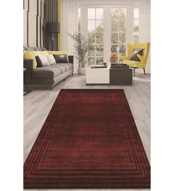 Dijital Kaymaz Taban Yıkanabilir Modern Renkli Salon Halısı Mutfak Halısı Yolluk ND-HT-643 (Bordo)
