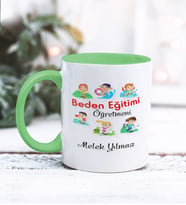 Beden Eğitimi Öğretmeni Tasarımlı Kişiye Özel Kupa Bardak (Yeşil)