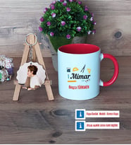 Mimara Hediye Kupa Bardak Beyaz ve Fotoğraflı Ahşap Anahtarlık Hediye (Model 2)