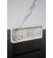 Dekoratif Sunum Tepsisi Tabağı Beton Sunumluk 10x25 Cm Beton Gri (Siyah Beyaz)
