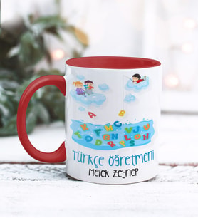 Türkçe Öğretmeni Tasarımlı Kişiye Özel Kupa Bardak (Kırmızı)