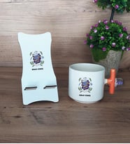 Öğretmenler Günü Hediye Sepeti Kupa Bardak T Kulplu ve Ahşap Telefon Standı Öğretmenler Günü Hediyesi (Model 7)