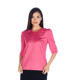 Kadın Hotfix Viskoz-lycra T-shirt (Pembe)