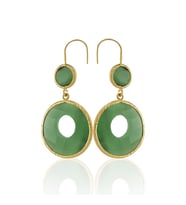 Kadir Jewellery 22 Ayar Altın Kaplama Kadın Taşlı Küpe -El İşçiliği Ve Hipoalerjenik Küpe (Yeşil)