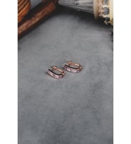 ENCİLİ SİLVER 925 Ayar Gümüş Mor-Beyaz Taşlı Model Çocuk J Küpe (Rose)