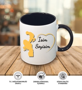 Anne Temalı Kişiye Özel İsim ve Fotoğraf Baskılı Kupa Bardak No:002 (Siyah)