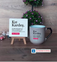 Kız Kardeş Dekoratif Taş, Kupa Bardak Kırmızı Hediye (Model 9)