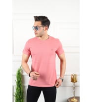 Kozik Erkek Bisiklet Yaka Standart %100 Pamuk Erkek Basic T-Shirt (Pudra)