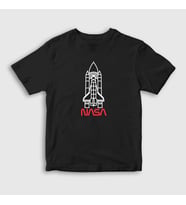 Presmono Unisex Çocuk Beyaz Rocket V2 Nasa Space Uzay T-Shirt 369487tt (Siyah)